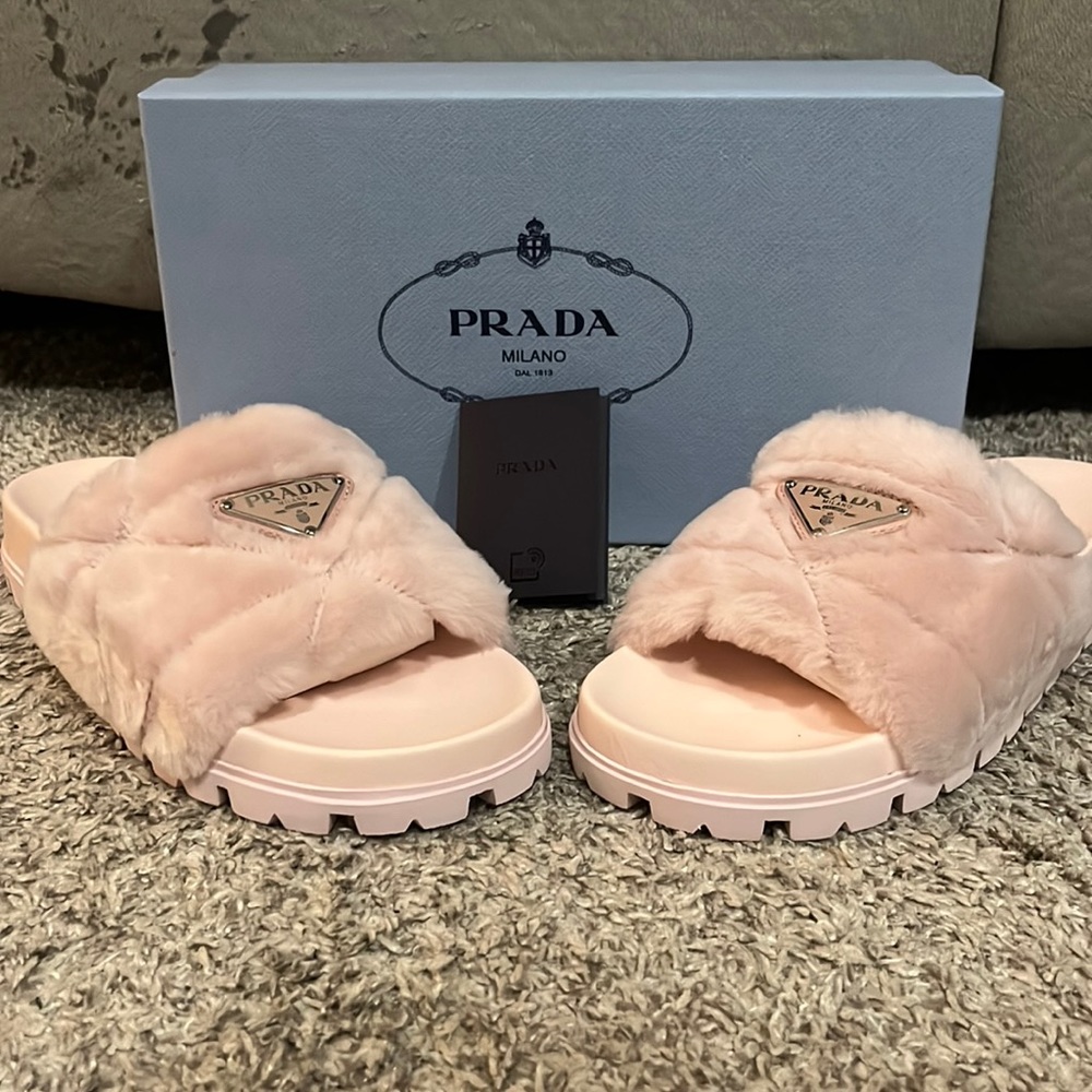 Prada Shearling Slides